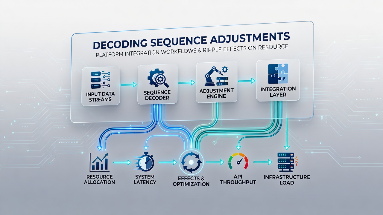 Flowchart depicting ripple effects of workflow sequence changes on resource allocation metrics